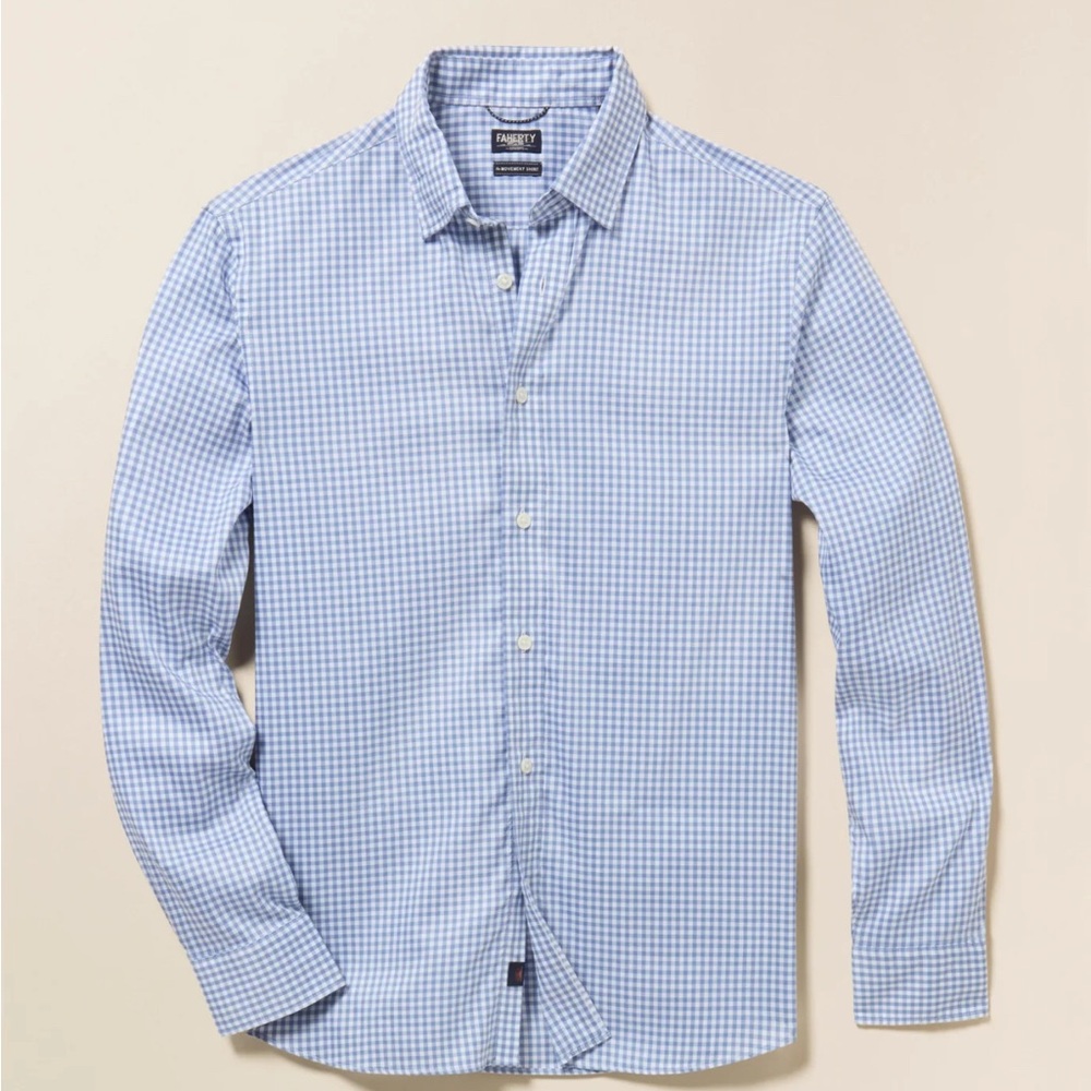 Faherty Men's Light Blue Checkered Shirt
